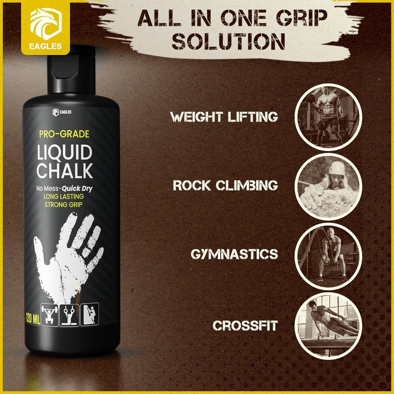 Eagle's Pro Grade Gym Liquid Chalk 50, 120 or 280ml Mess-Free Chalk for Weightlifting, Gymnastics Rock Climbing, Pole Grip, Sports Dries in Seconds - Sweat-Resistant and Long Lasting - Image 5